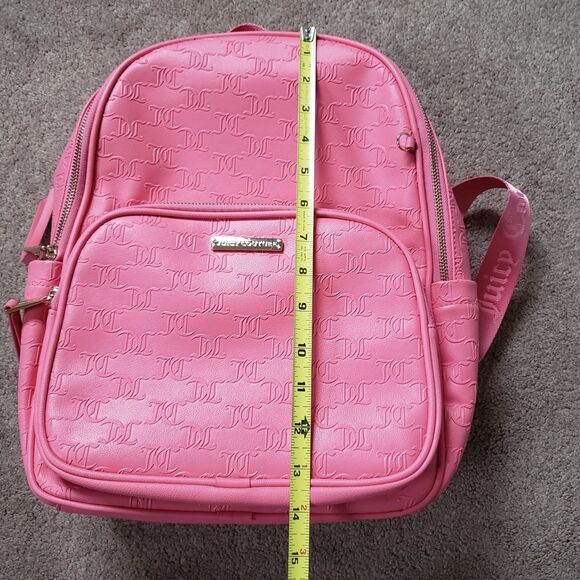 Juicy Couture Word Play Pink Backpack Pockets Silky Straps Logo Pattern Medium - Picture 7 of 8